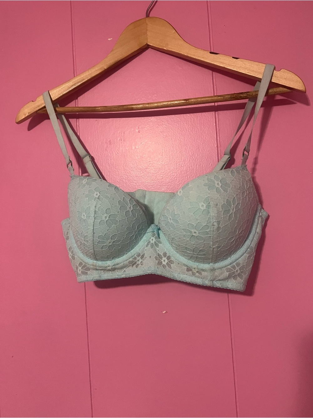 Gilly Hicks Light Blue Lace Underwire Balconette Bra
